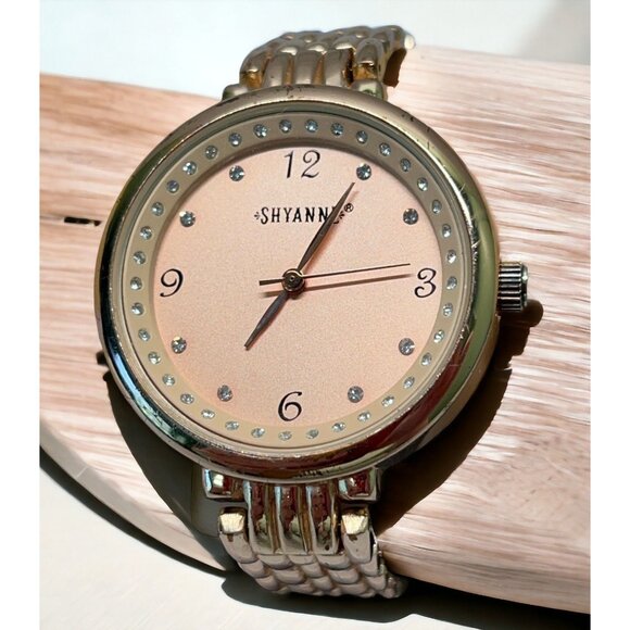 Shyanne Womens Chain Watch Rose Gold Tone Rhinestones Pink Bracelet - Picture 1 of 6